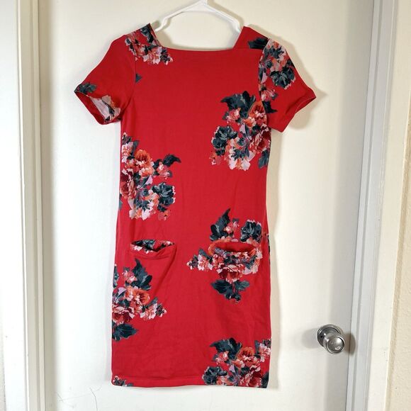 Joules dress Short Sleeve Red with front pockets Size 4 - Picture 3 of 8